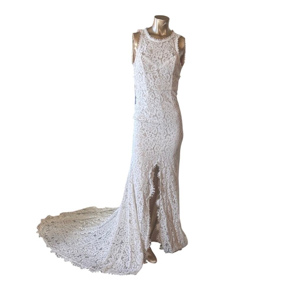 Love Everlasting White Floral Lace Mermaid Maxi Dress | Size Small - Picture 2 of 9